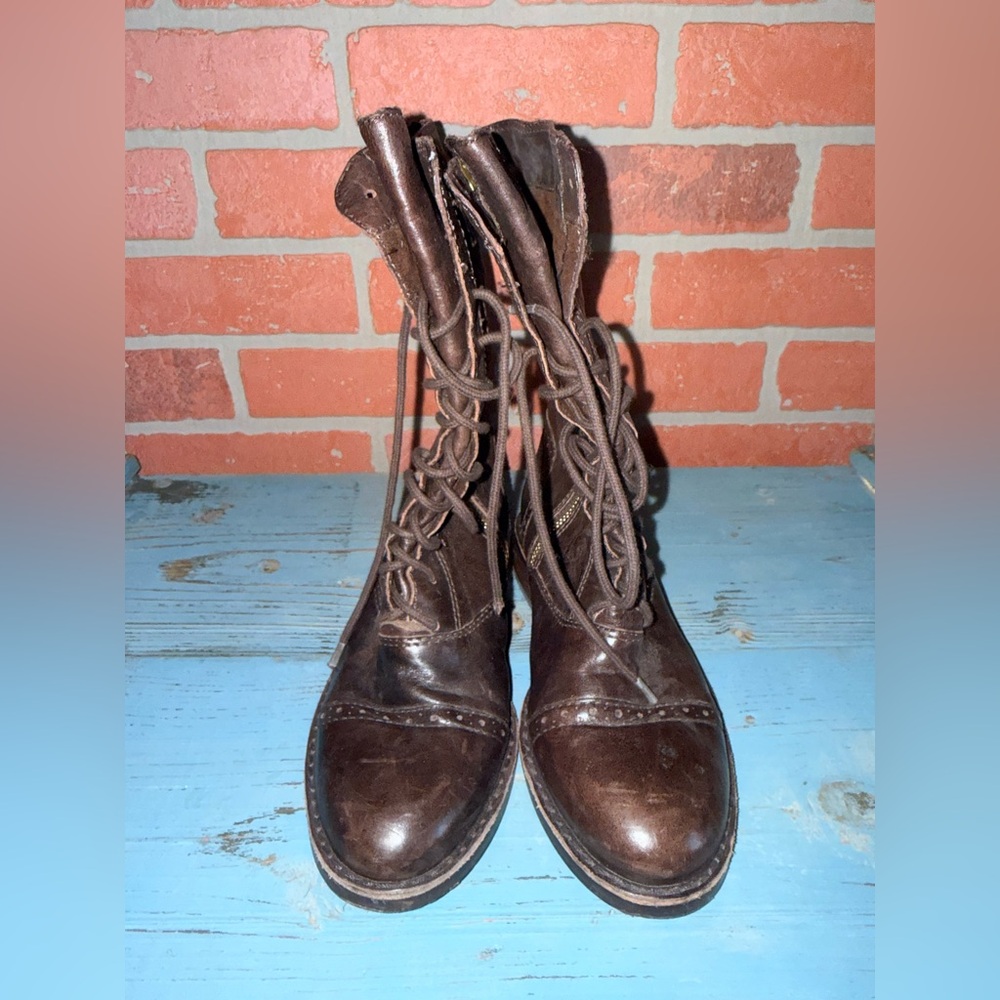 Vince Camuto Brown Leather Combat Boots